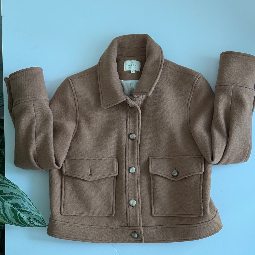 Sézane Wool Blend Jacket in Camel